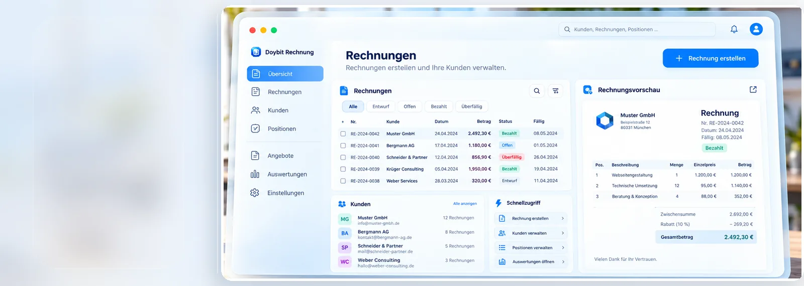 Doybit Rechnung – deutschsprachige Konzeptvorschau