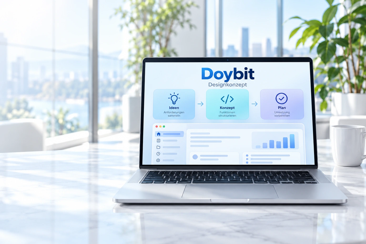 Illustratives Doybit-Designkonzept einer individuellen Mac-App